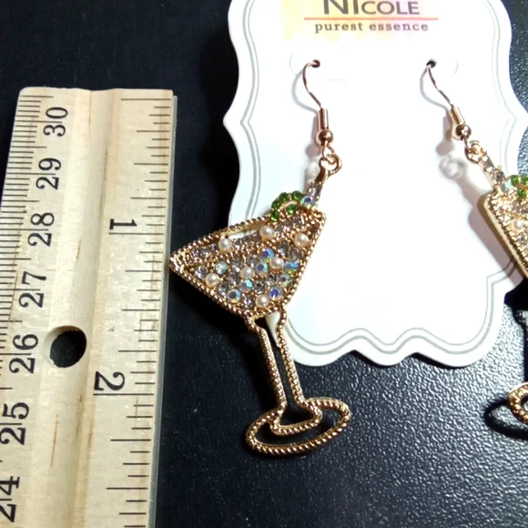 Sparkling Cocktail Glass Statement Earrings – Glam Party Vibes - Picture 4 of 5